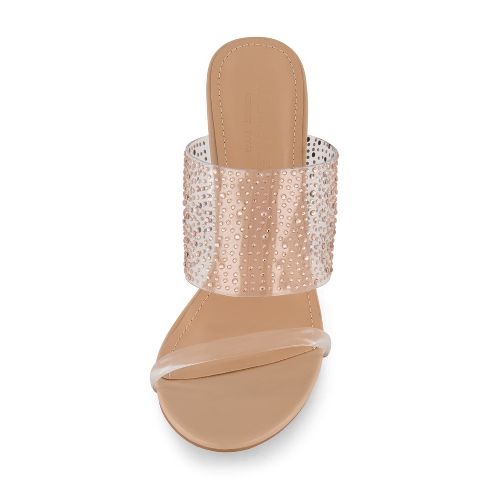 Elegant Tan Sandals with Rhinestone Strap